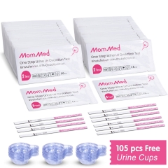 Strisce reattive per l'ovulazione MomMed 105 LH con 105 tazze di raccolta gratuite, accurate (Spedire SOLO negli Stati Uniti e in Canada)